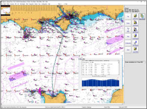Planner Plus showing a plotted cross channel route on a raster chart